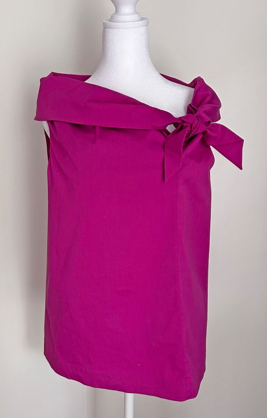 Theory Fuschia Sleeveless Top w/ Neckline Tie, Lined, Small